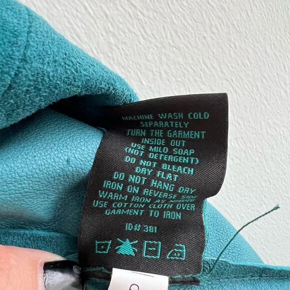 Sienna Studio G3 Apparel Women’s XS Leather Turquoise Button Jacket Coat - Picture 15 of 16